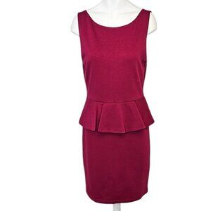 Alice + Olivia Peplum Bodycon V-Back Dress, Lined, Zip Up, Stretch, Party,Size 8